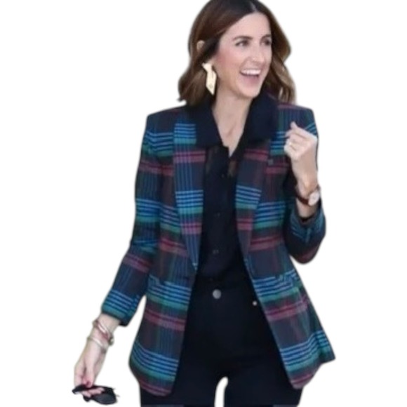 NEW Cabi Holiday Blazer Multicolor Plaid Jacket Size Medium Style 3850 $168 - Picture 1 of 7